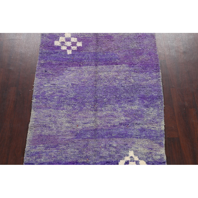 Tapis décoratif en laine noué à la main de conception unique 4 pi 10 po x 7 pi 4 po noué à la main New Age