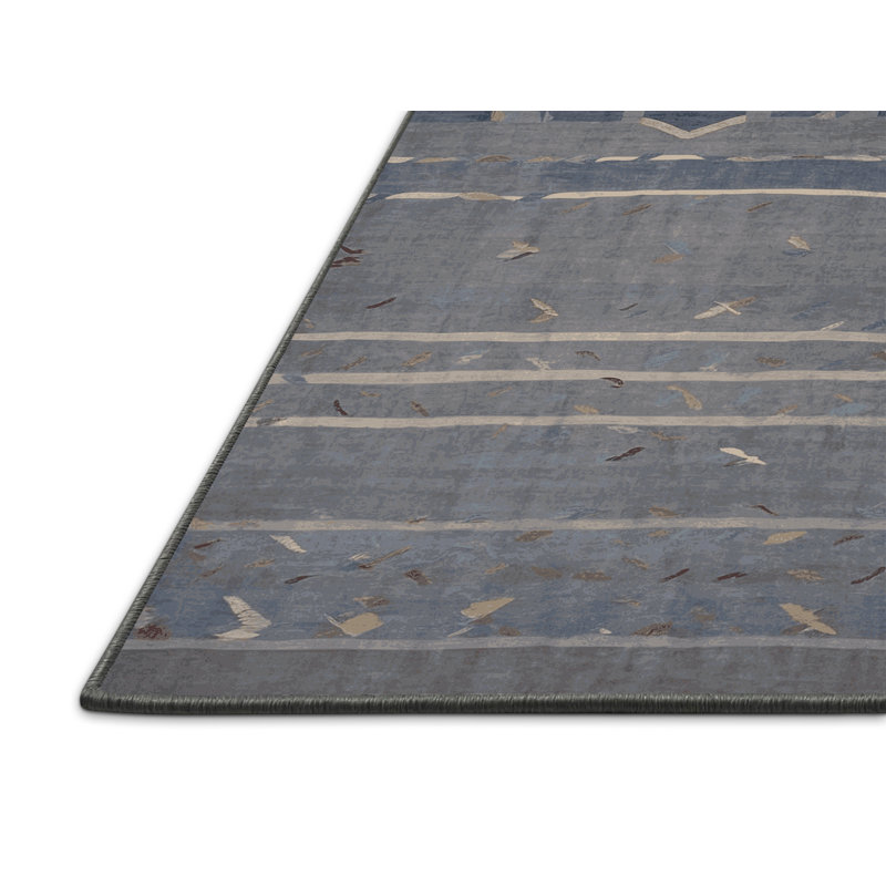 Tapis gris soyeux et moelleux, Carré 5 pi