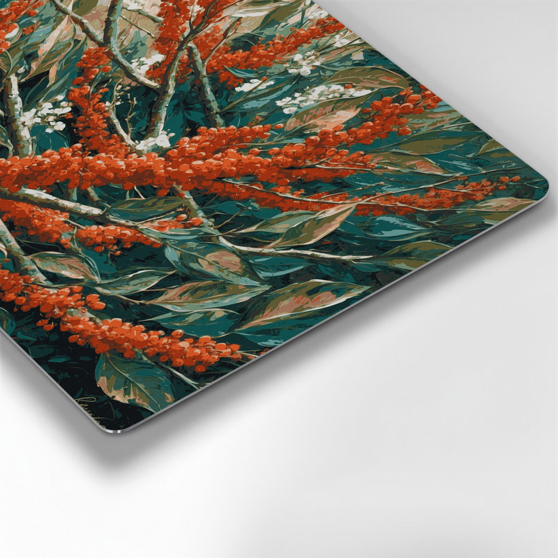 Botanique Rowan, art mural en métal gris, H 240 po x l 240 po x P 0,05 po
