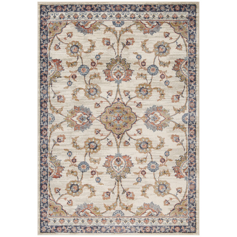 Tapis floral tissé à la machine ivoire 2 pi x 3 pi
