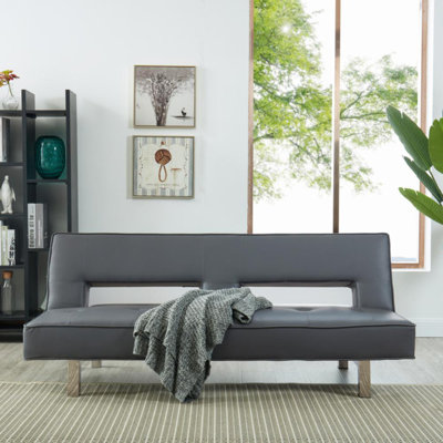 Twin Vegan Leather Convertible Sofa by Ebern Designs
