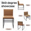 Modern Farmhouse Dining Chairs Set, Upholstered Linen Fabric Dining Room Chairs with Backrests, Metal Footrest and Frame for Kitchen,Dining Room-426968766-426851161