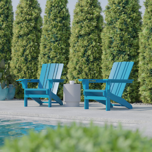 Chaise De Jardin Adirondack En Bois Polyéthylène Avec Porte-gobelet Inclinaison 103° Résistante