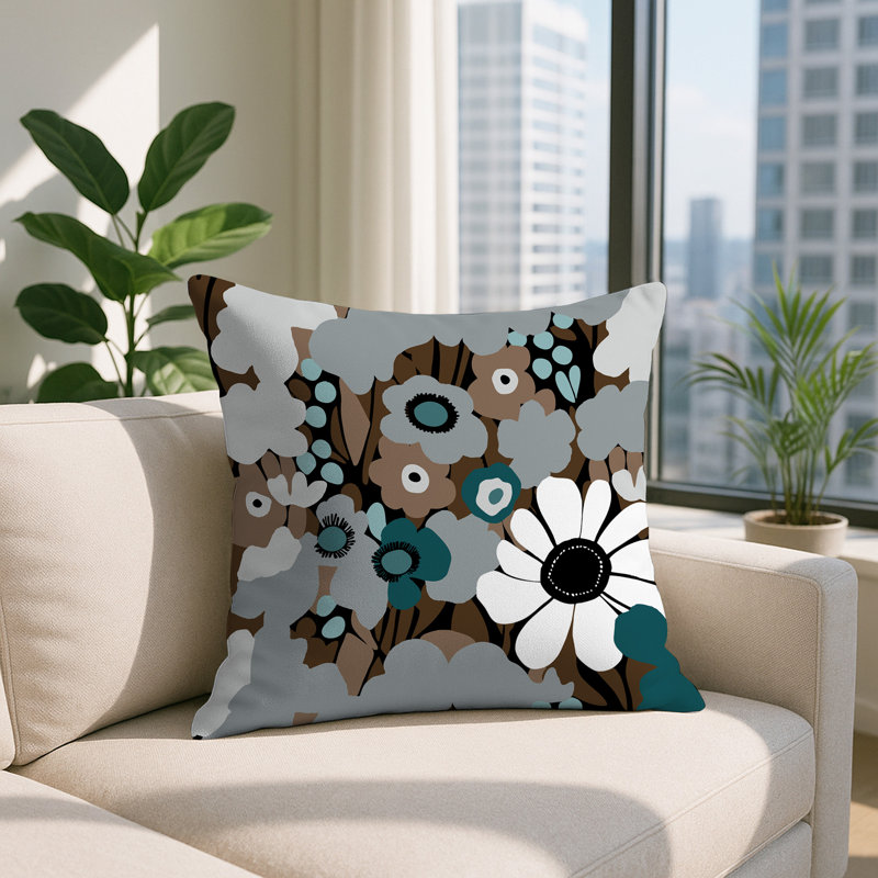 Coussin Maya, Gris, Carré 16 po