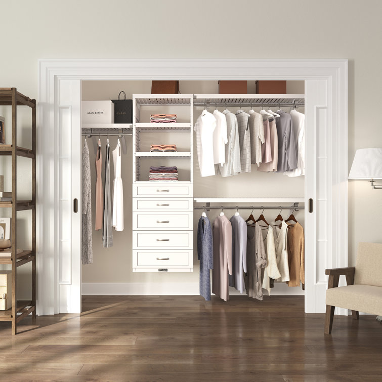 John Louis Home Solid Wood Walk-In Closet System with 5-Drawers White
