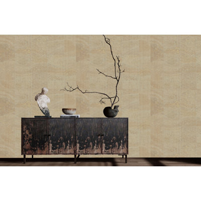 Oyster White Collaged Cork Print Textured Grasscloth Wallpaper 54 Sq. Ft.