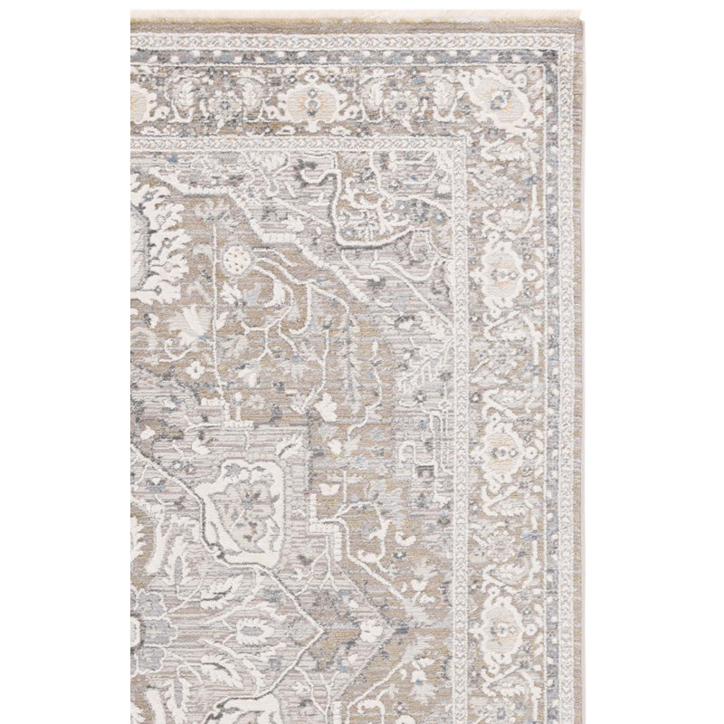 Tapis oriental en polyester Clover 1270, Gris, Rectangulaire 8 pi x 10 pi
