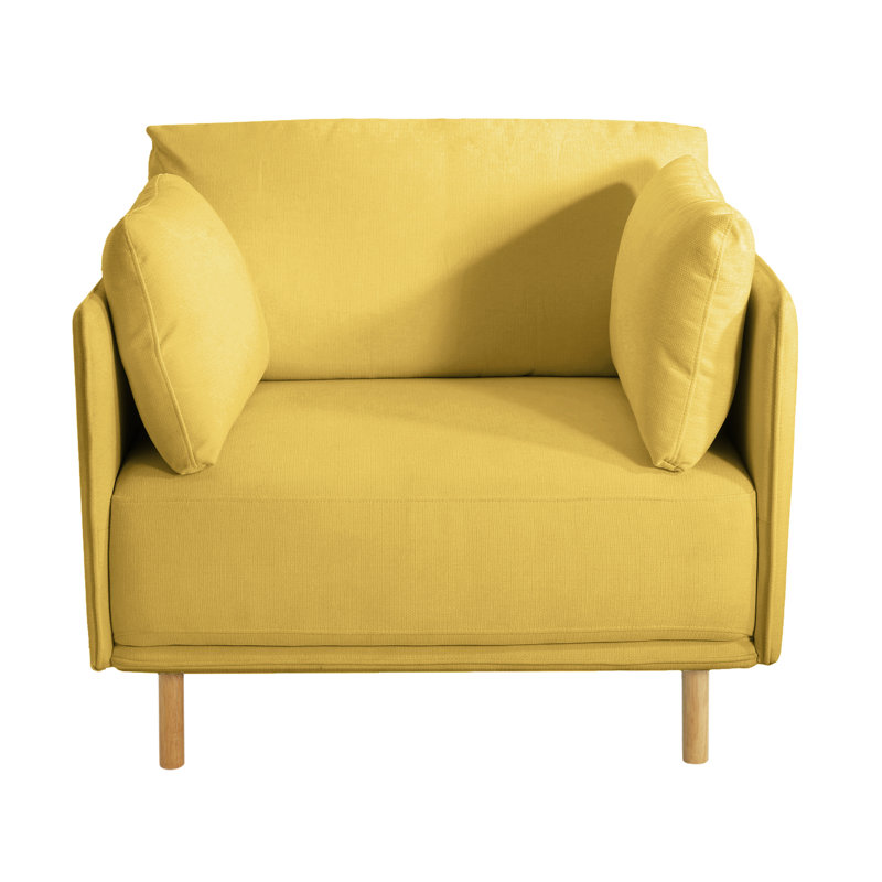 Chaise rembourrée de 39 po de couleur jaune avec pieds et sièges confortables pour le bureau