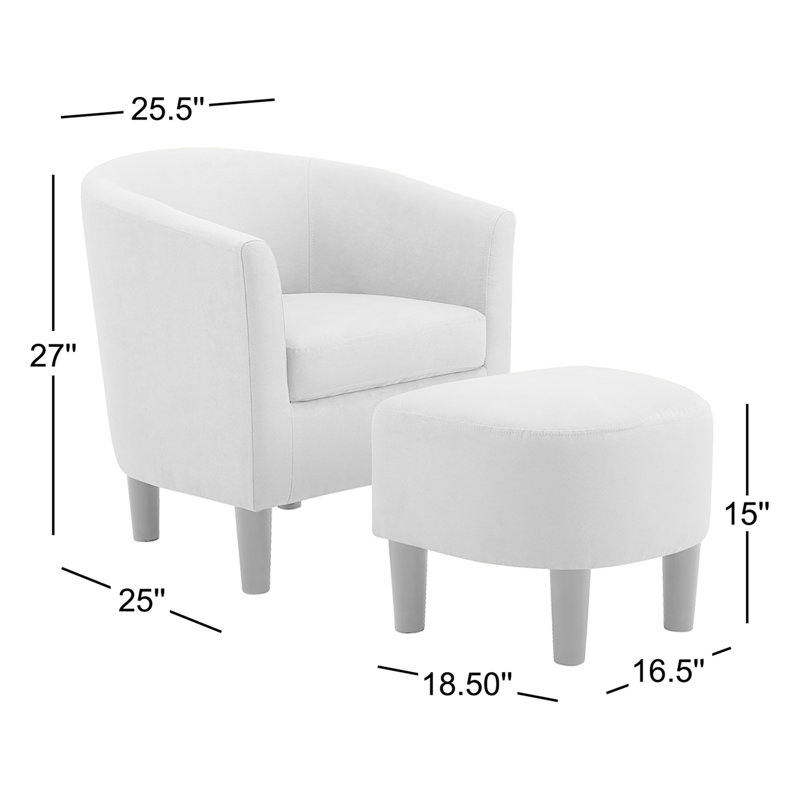 Jazouli Upholstered Barrel Chair with Ottoman, Light 100% Polyester