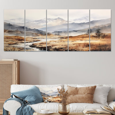 «European Fog Mountain Dream III - Winter Landscape», ensemble de 5 pièces d'art mural