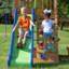 Backyard Discovery Beach Front Cedar Wood Swing Set with Play Deck, Monkey Bars, 8-Foot Wave Slide, Rock Wall Ladder & Swings