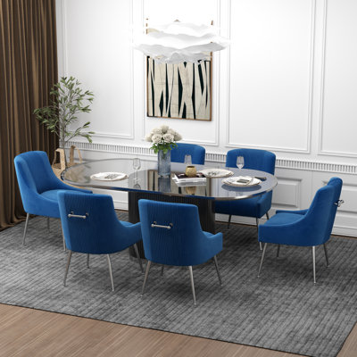 Farr Velvet Upholstered Side Chair With Silver Legs