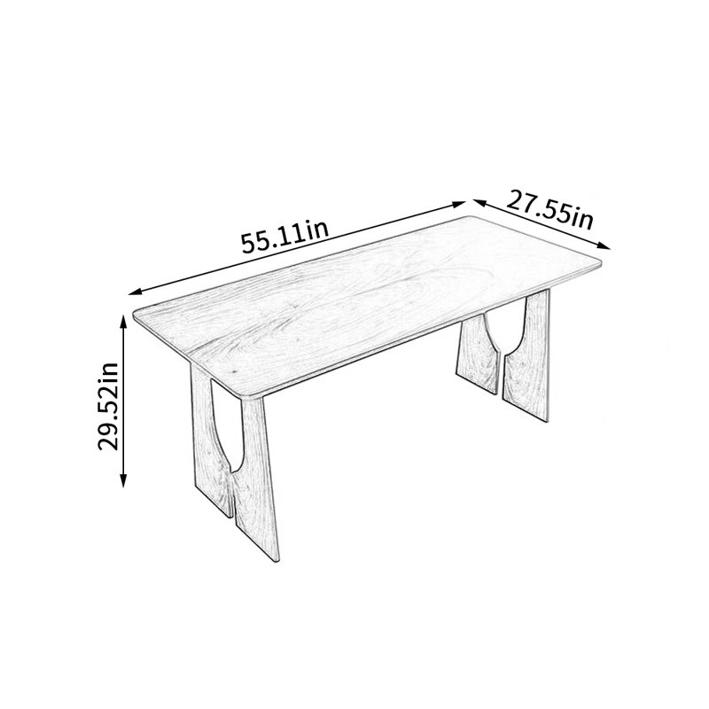 Walnut Solid Wood Dining Table, 27.55" W x 55.11" L