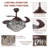 Kaelig 42" Crystal  Invisible Ceiling Fan Light with Remote Control, Retractable Fan Blades