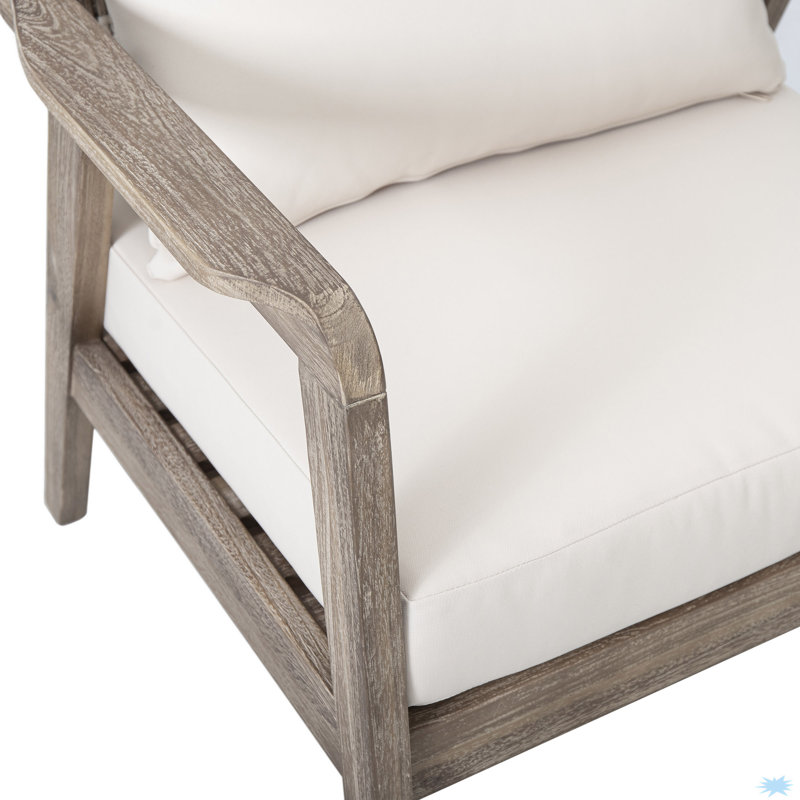 (SET OF 2) Outdoor Acacia Wood Patio Club Chair For Porch, Garden, Backyard