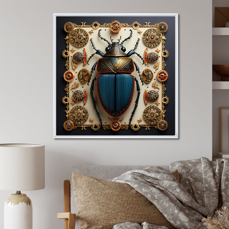 Mystical Beetle 3 - insectes et insectes, art mural, Cadre flottant blanc, H 16 po x l 16 po x P 1 po