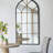 34x65.5" Arched Full-Length Mirror with Black and Gold Windowpane Design