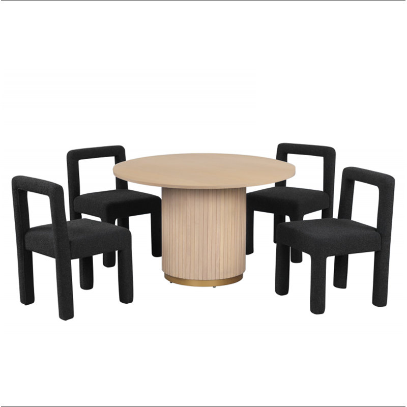 Ensemble de 2 chaises de salle à manger modernes à dossier ouvert carré rembourré Boucle, Noir