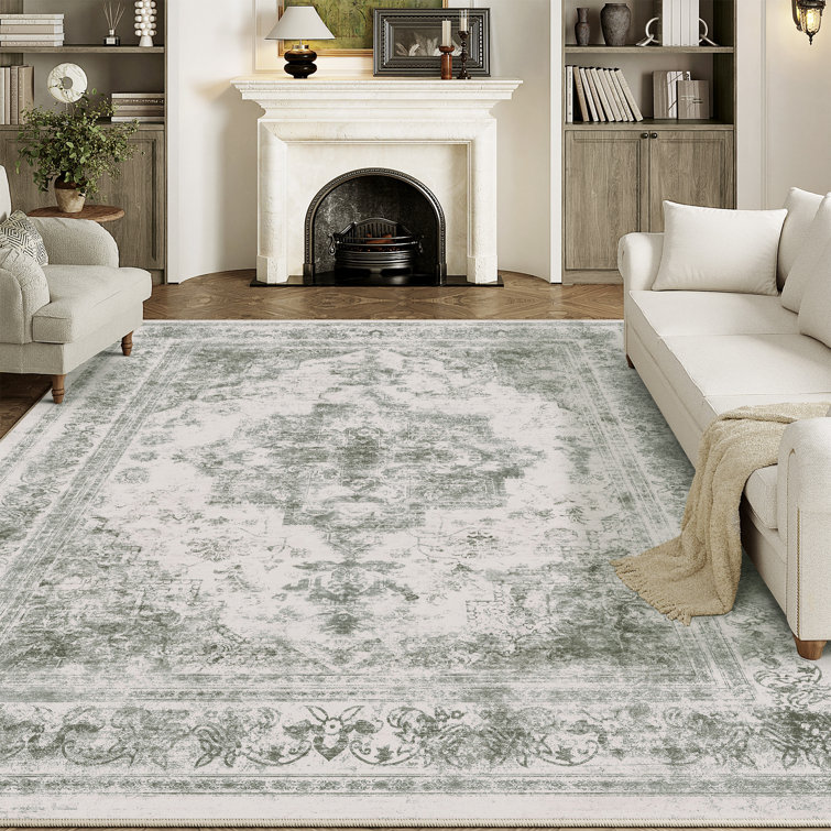 Elaine Machine Washable Oriental Area Rug with Non-Slip Backing