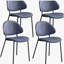 Chaises de salle à manger 4 pièces en cuir de polyuréthane, chaises de style moderne Mid-Century, avec dossier arqué, convenant aux salles à manger et aux cuisines (bleu)