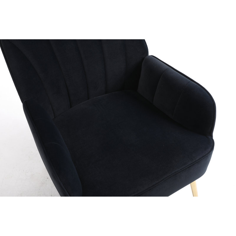 Fauteuil de bureau en velours avec pieds dorés, processus d'installation facile, Noir
