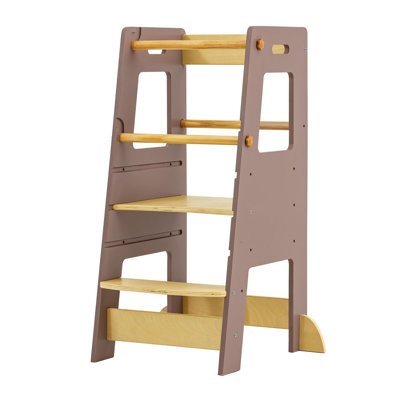 3-Level Adjustable Toddler Tower Step Stool – Safety Rail, Anti-Tip Design & 150LBS Capacity by Isabelle & Max