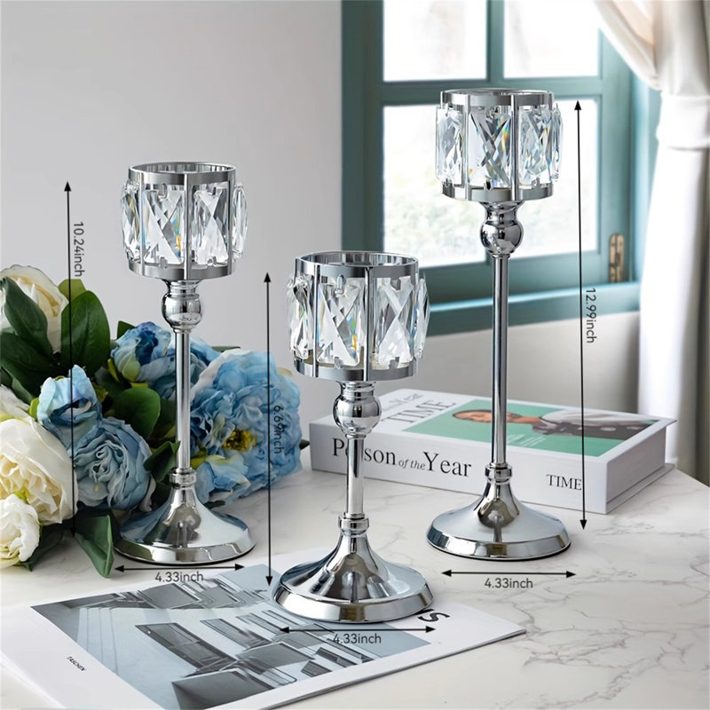 Bougeoir de table en métal 12,99 po H, Argent
