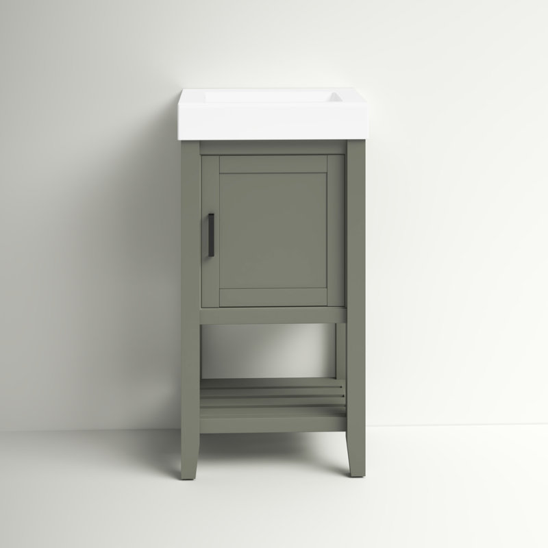 17.5'' Single Bathroom Vanity with Ceramic Top, Pewter Green