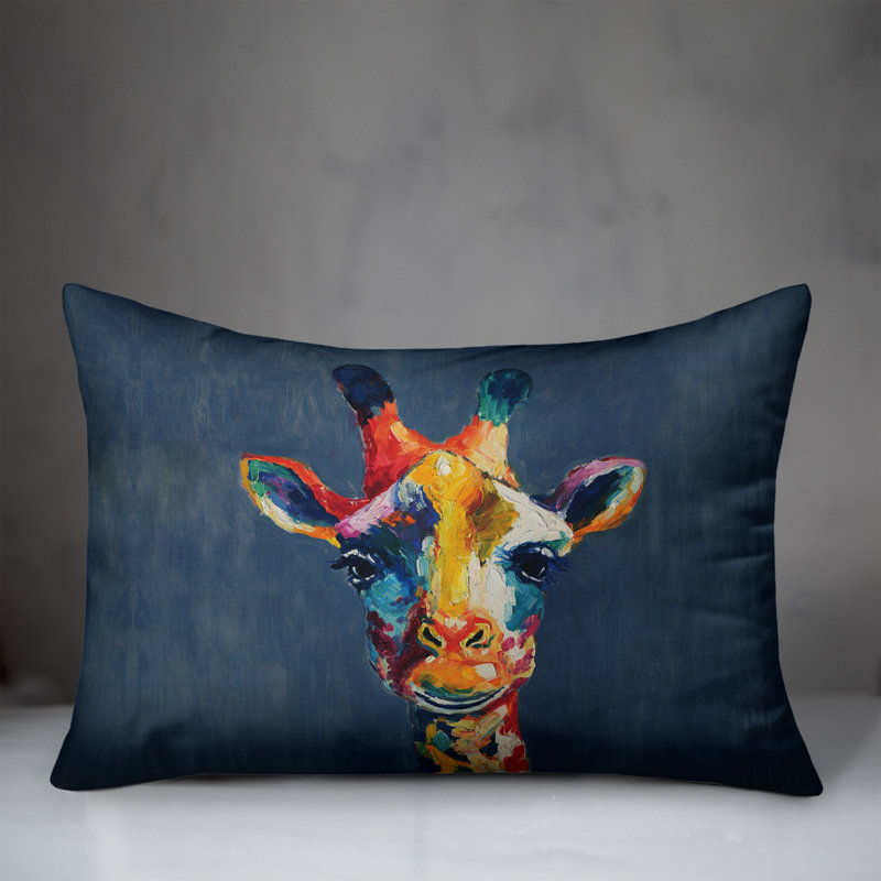 Giraffe Outdoor Rectangular Pillow Cover & Insert, Navy
