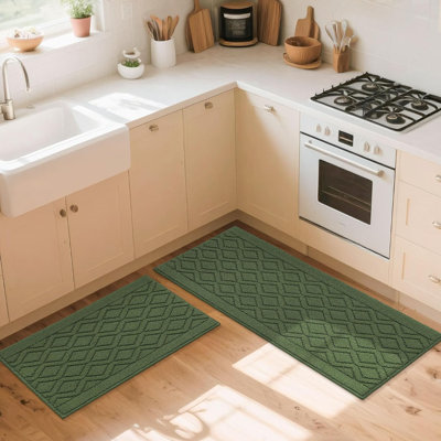 Washable Kitchen Rug Set of 2 (20"x30"+20"x48")
