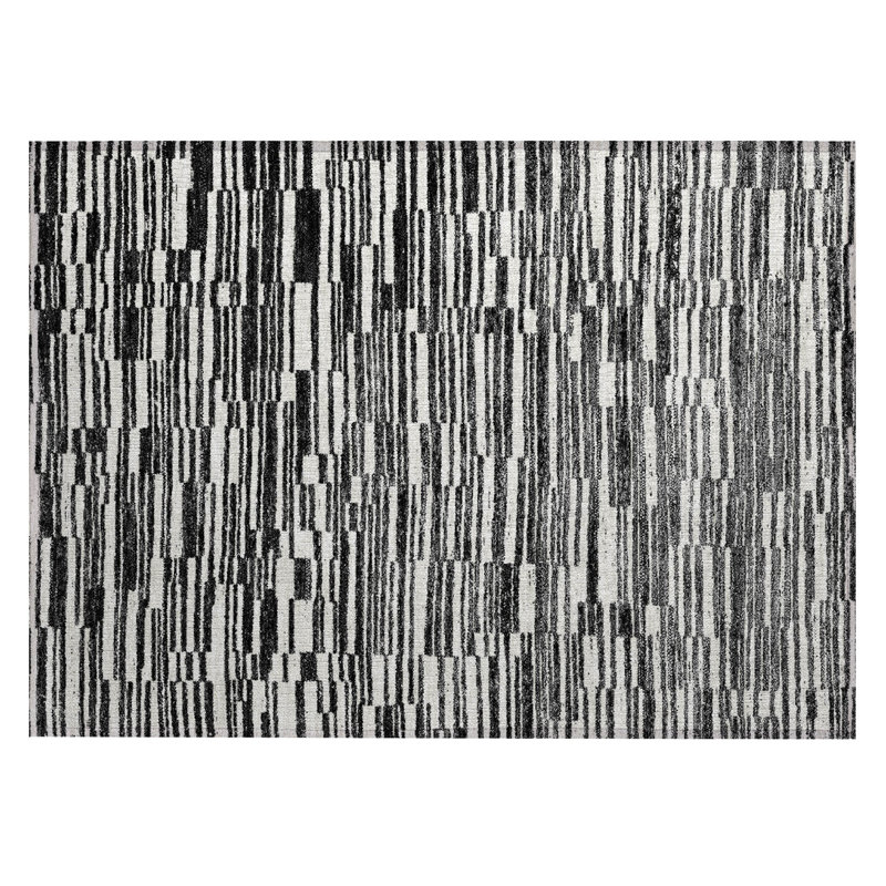 Machine Washable Indoor/Outdoor Chantille ACN2907 Striped Rug, 2'6" x 3'10", Black
