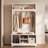 Coat Rack with Shoe Storage,  Hall Tree with Shoe Bench, 4 Shoe Cubbies, 1-TierTop Storage-129606409