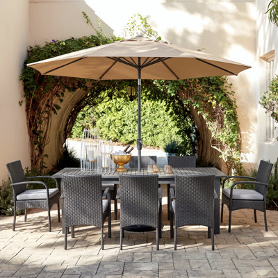 Meissner 8 - Person Acacia Patio Dining Set with Extendable Rectangular Table