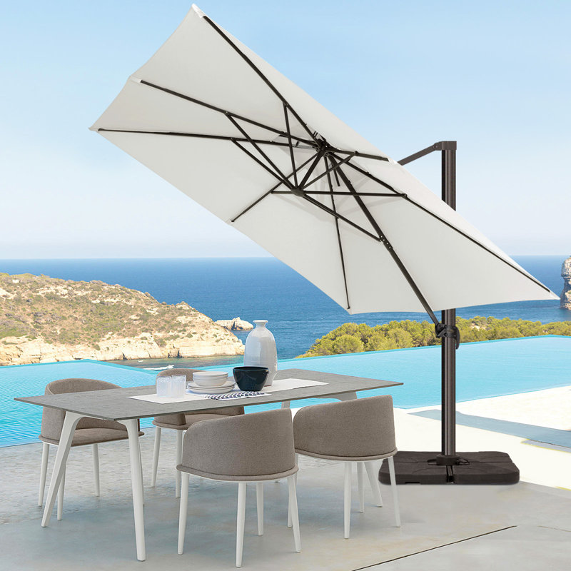 Parasol en porte-à-faux 11 pi Germar, Blanc, H 106 po x l 132 po x P 132 po