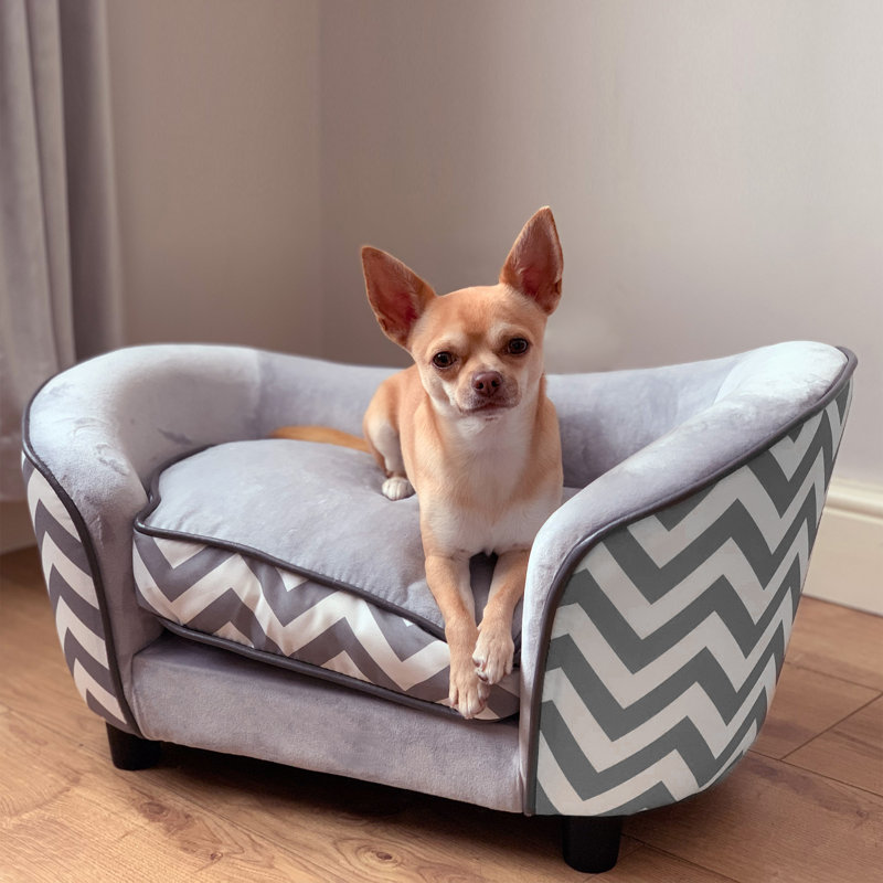 Dog Sofa Pet Couch for XS Dogs with Removable Sponge Padded Cushion - Grey