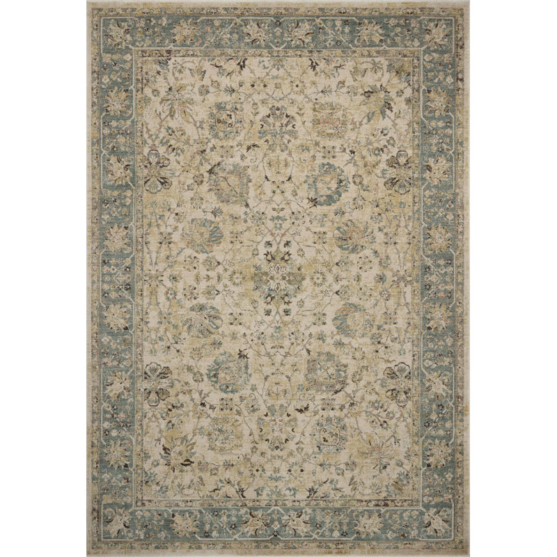 Loloi Soraya Ant. Ivory / Blue Traditional Area Rug, Square 1'6"