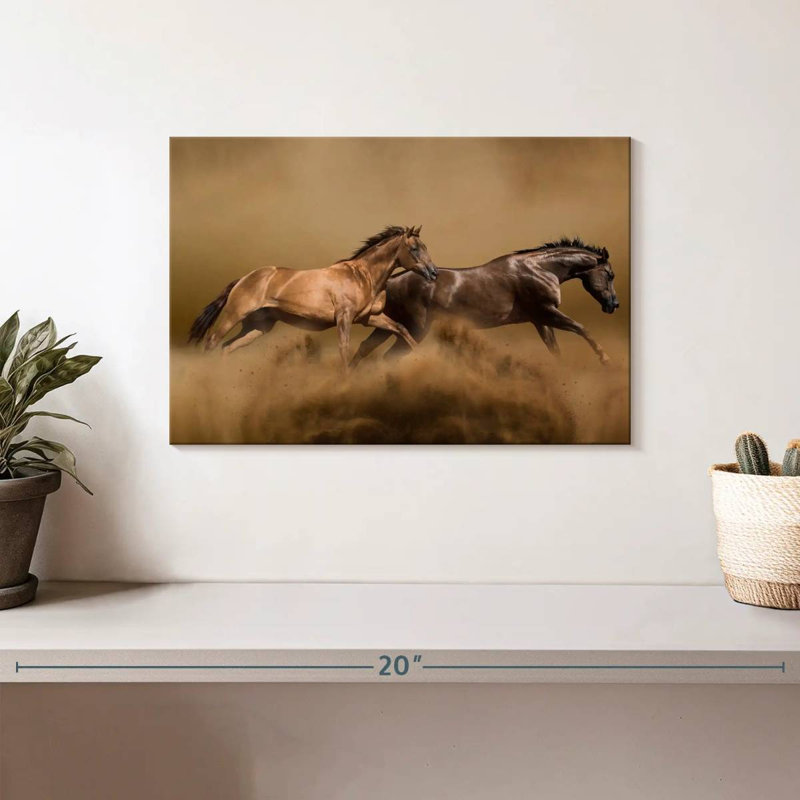 Tempête de sable Brampt, chevaux sauvages, H 8 po x l 12 po