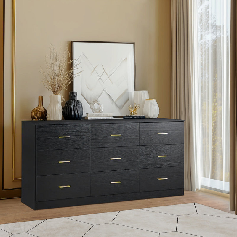 Commode moderne à 9 tiroirs pour la chambre à coucher - Vaste commode avec rangement, robuste et sécuritaire