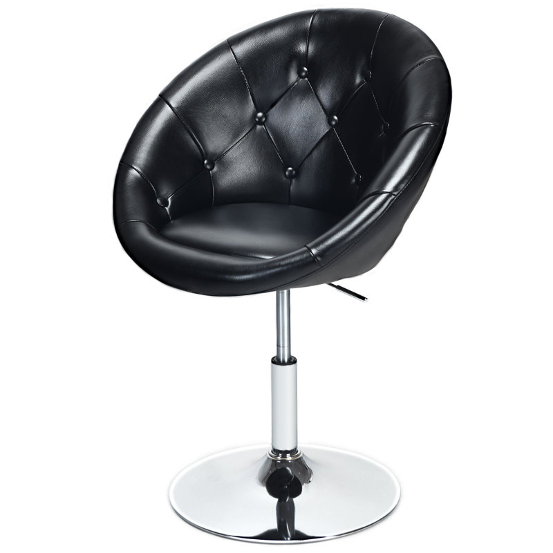 Fauteuil demi-tonneau pivotant de 25 po Chinn, Similicuir noir