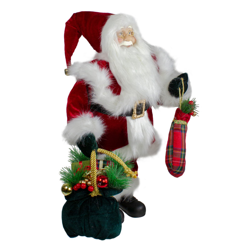 18" Red and White Santa Figurine with Presents