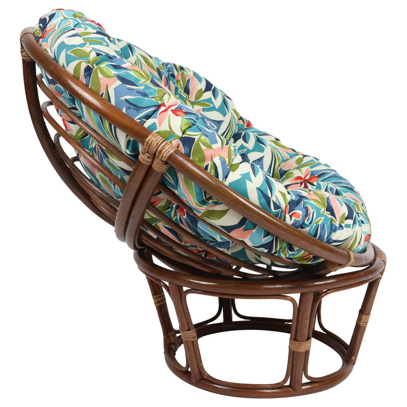 Outdoor Papasan Cushion (Cushion Only), 52" W x 52" D, Ivory/Blue/Somap Multi Floral