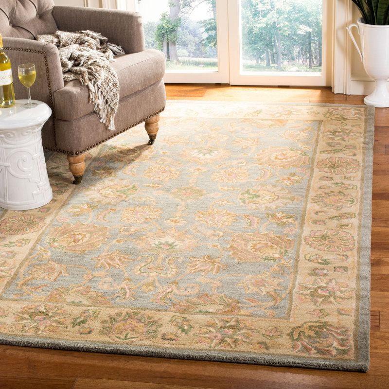 Tapis bleu / beige en laine touffeté à la main Cranmore, Rectangle 6 pi x 9 pi