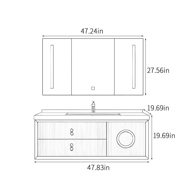 Armoire de salle de bain simple et à la mode., Blanc