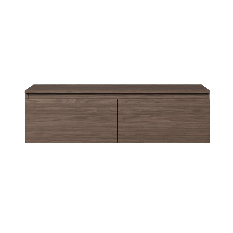 Syvanna Wall-Mounted TV Cabinet, Brown, 28.4cm H x 100cm L x 31.8cm W