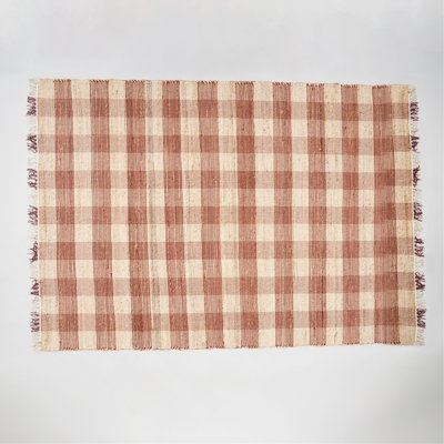 Tapis jute, tapis écossais brun foncé durable, pi