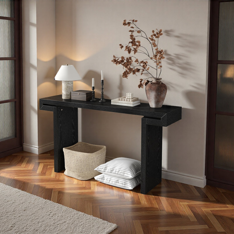 Rustic Farmhouse Console Table , Distressed Wood Finish Entryway Sofa Side Table For Living Room, Hallway, Natural