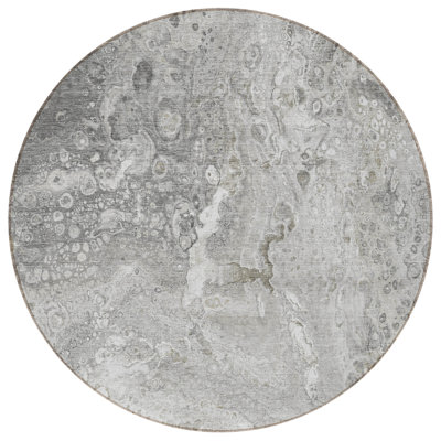 Tapis extérieur rond lavable abstrait 8 pi gris et taupe