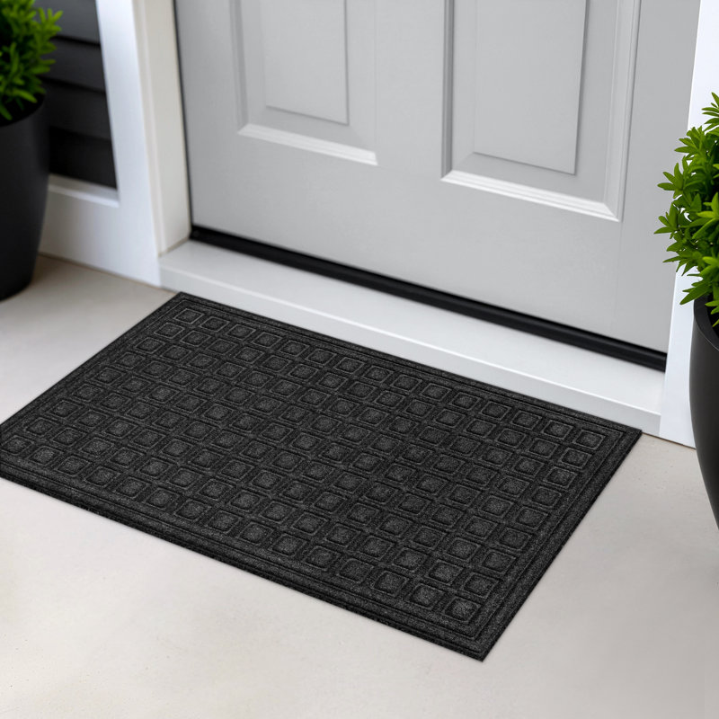 Textures Blocks Non Slip Weather and Stain Resistant Entrance Doormat, Gray, 18" W x 30" L
