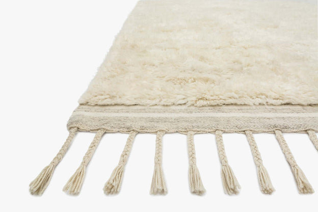 Michaela Beige Hand-Knotted Wool Rug, Rectangle 5'6" x 8'6"