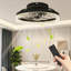 Ventilateur de plafond noir intelligent 16 pouces avec lumière, lustre encastré à DEL avec 5 pales invisibles, télécommande, minuterie et éclairage à intensité variable